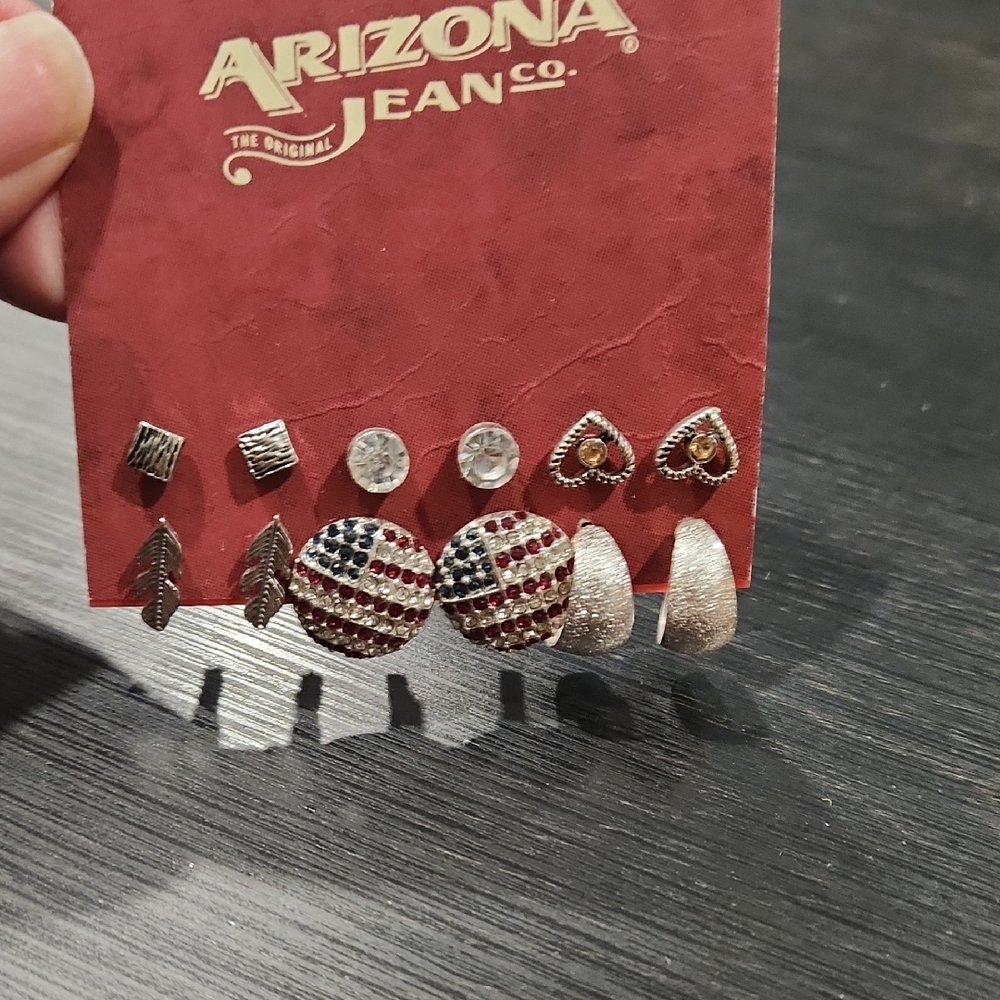 Arizona Jean Company Silver and Red-Blue Earring Collection